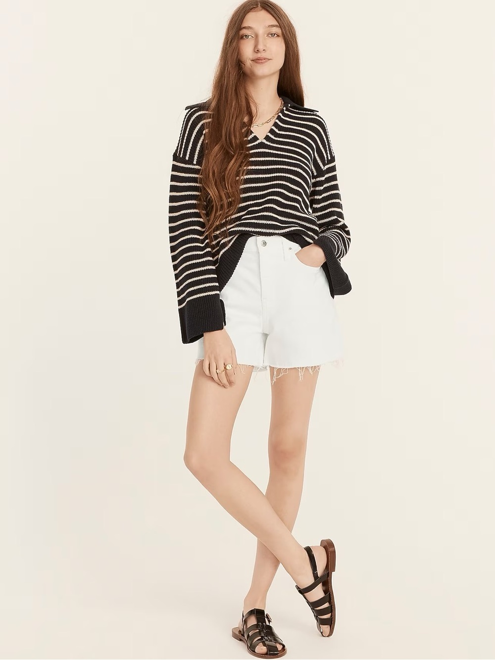 J. Crew NWT High Rise Denim Short in White Jean Raw Hem Summer